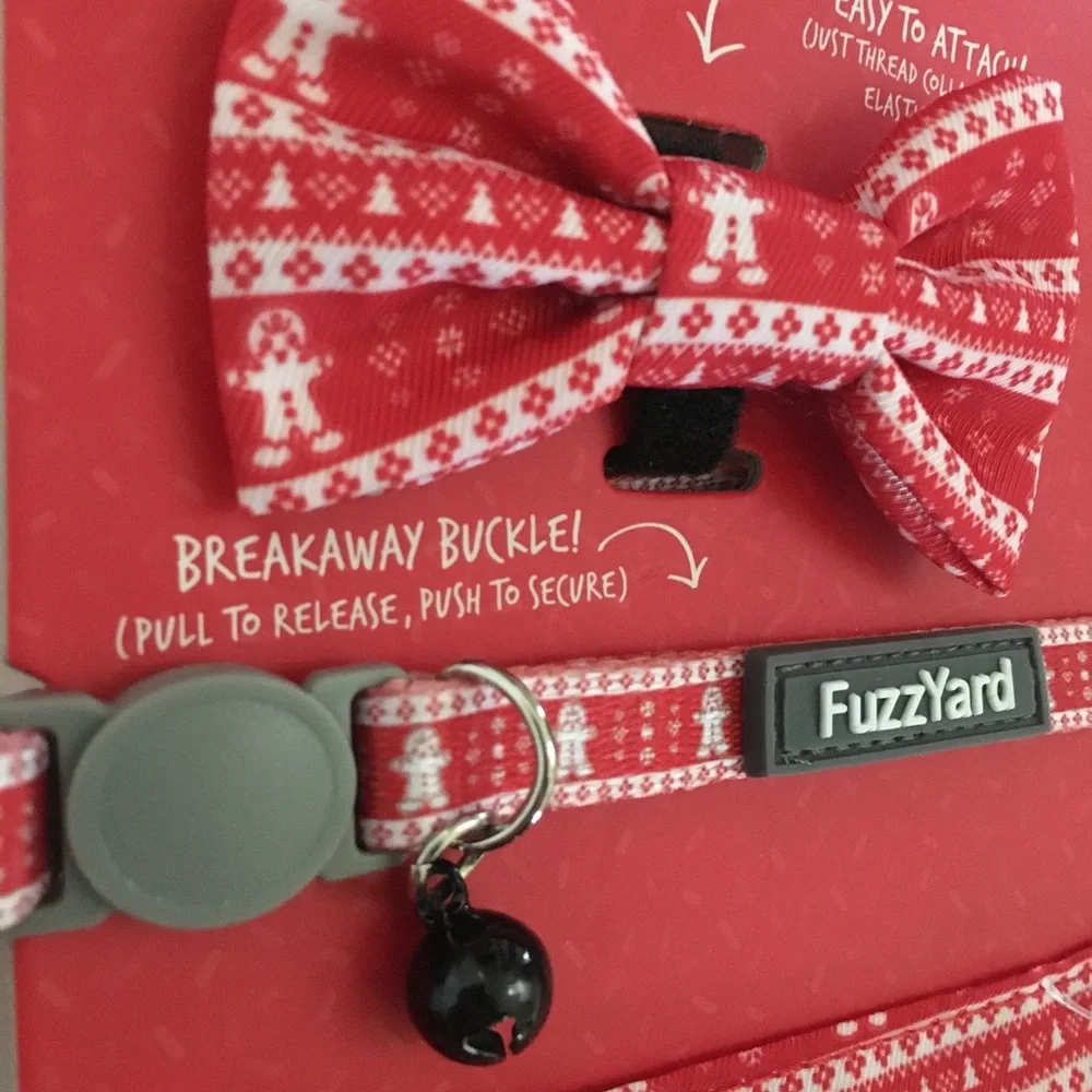 NEW Cat Collar Bowtie & Bandana Red “Meowlidays” Fashion Christmas | FuzzYard